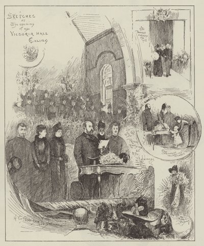 Vázlatok a Victoria Hall megnyitóján, Ealing alkotó: Henry Charles Seppings Wright