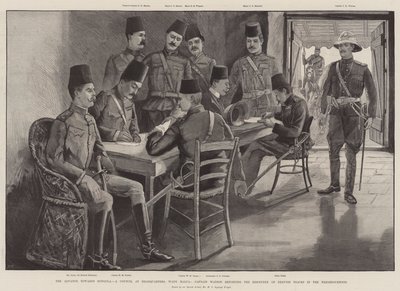 Előrehaladás Dongola felé, tanács a főhadiszálláson, Wady Halfa, Watson kapitány a Dervish-nyomok felfedezéséről számol be a környéken alkotó: Henry Charles Seppings Wright