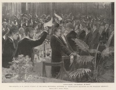 Bankett M Santos Dumontnak a Hotel Metropole-ban, november 25., a brazil repülõ lelkes fogadása alkotó: Henry Charles Seppings Wright
