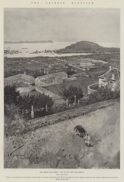 A kínai kérdés, a szerződés Port Chefoo, Kilátás a városra és a kikötőre alkotó: Henry Charles Seppings Wright