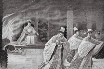 A császár felgyújtja magát a palotájában (litográfia) alkotó: Henry Charles Seppings Wright