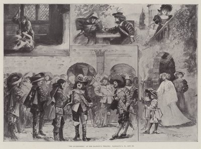 A testőrök, az Őfelsége Színházában, I., II. és III. színlapok alkotó: Henry Charles Seppings Wright