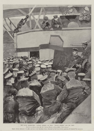 A haditengerészeti manőverek, Barrow kapitány, a HMS Prince George és legénysége alkotó: Henry Charles Seppings Wright