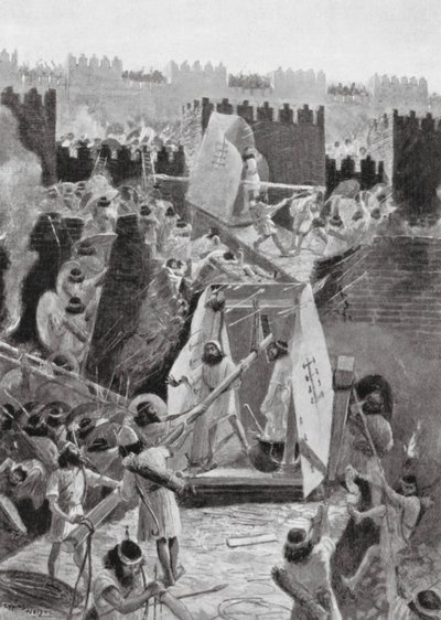 A perzsák megrohamozzák Babilon fellegvárát (litho) alkotó: Henry Charles Seppings Wright