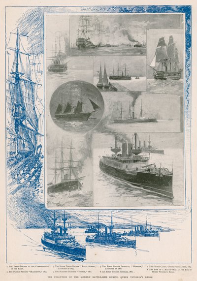 A Királyi Haditengerészet a viktoriánus korszakban: a csatahajó evolúciója a királynő uralkodása alatt (fotogravír) alkotó: Henry Charles Seppings Wright