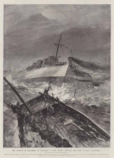 A tájfun Hongkongban november 10-én, a HMS Otter megmenti a HMS Sandpiper legénységét alkotó: Henry Charles Seppings Wright