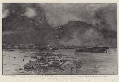 A Martinique-i vulkáni katasztrófa, a St Pierre romjai a Suchet francia cirkálóról nézve, negyvennyolc órával a kitörés után alkotó: Henry Charles Seppings Wright