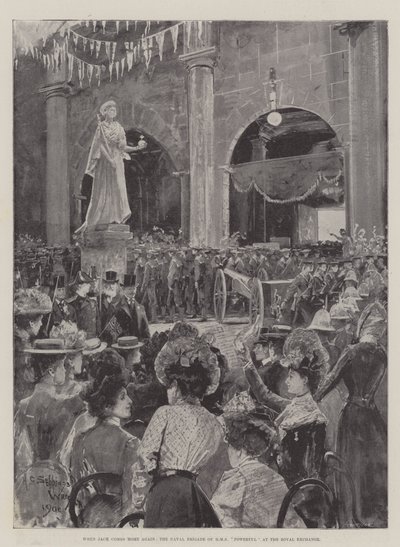 Amikor Jack újra hazajön, a HMS Powerful haditengerészeti brigádja a Royal Exchange-ben alkotó: Henry Charles Seppings Wright