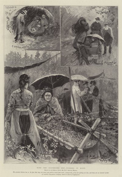 A bajba jutott komlószedőkkel Kentben alkotó: Henry Charles Seppings Wright