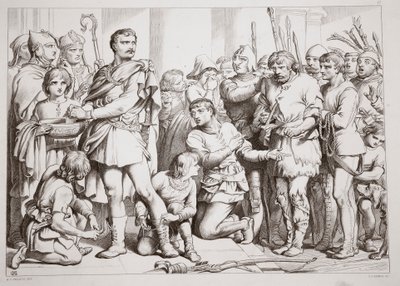 Hogyan játszott Hereward a fazekast és csalta meg a királyt? Illusztráció: Charles Kingsley, Nagy Hereward, pub. 1870, metszett: C.G. Lewis (acéllemez gravírozás) alkotó: Henry Courtney Selous