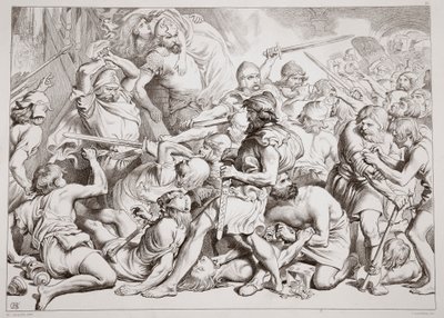 Hogyan Hereward megmenti Alftrudát, Charles Kingsley illusztrációja a Nagy Herewardból, pub. 1870, metszett: C.G. Lewis (acéllemez gravírozás) alkotó: Henry Courtney Selous