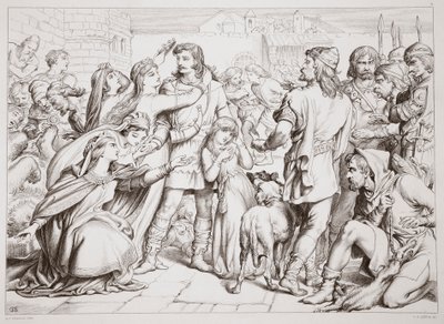 Hogyan ölte meg Hereward a medvét, illusztráció Charles Kingsley Hereward the Great című művéből, kiad. 1870, metszet: C.G. Lewis (acéllemez-metszet) alkotó: Henry Courtney Selous