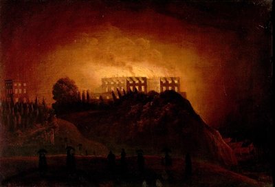 Nottingham Castle on Fire, 1831. október 10., 19. század közepe alkotó: Henry Dawson