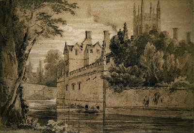 Magdalen College – Kilátás a Cherwellre, a hídra nézve (ceruza és akvarell papíron) alkotó: Henry Edridge