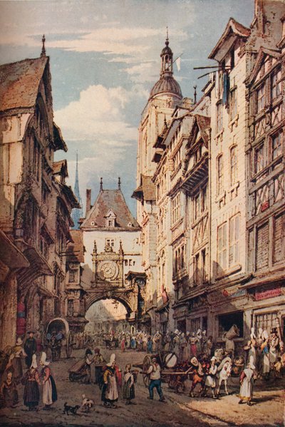 Rue De La Grosse Horloge, Rouen, 1821 alkotó: Henry Edridge