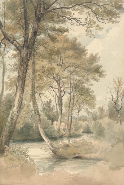Fák és szarvasmarhák a Bromley Hill közelében, Kentben alkotó: Henry Edridge