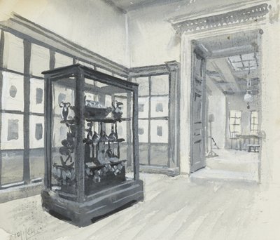 A British Museum belső képe, amely a metszetek galériáját mutatja alkotó: Henry Edward Tidmarsh
