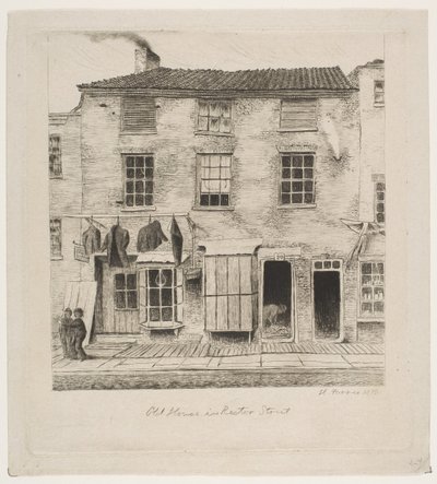 Régi ház a Rector Street-ben a régi New York-i jelenetekből, 1870. alkotó: Henry Farrer