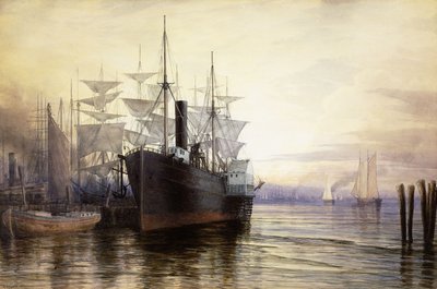 Naplemente, New York-i kikötő, 1880 alkotó: Henry Farrer