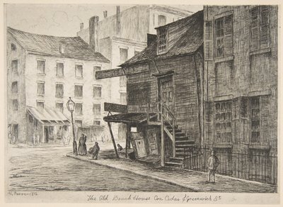 The Old Beach House, Corner of Cedar and Greenwich Streets from Scenes of Old New York, 1874. alkotó: Henry Farrer
