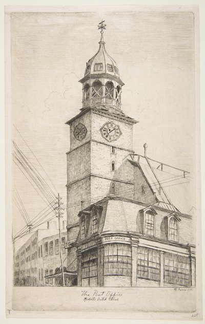A posta, Middle Dutch Church, a „Régi New York jelenetei” című műből alkotó: Henry Farrer