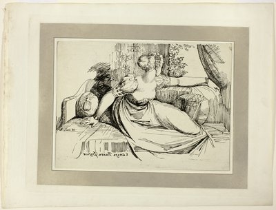 Egy nő ül az ablaknál ("Eest Hou Bringet All"), a Specimens of Polyautography első számából alkotó: Johann Heinrich Füssli