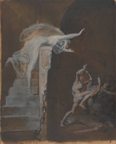 Ariadne Thészeusz és a Minotaurusz küzdelmét nézi alkotó: Johann Heinrich Füssli