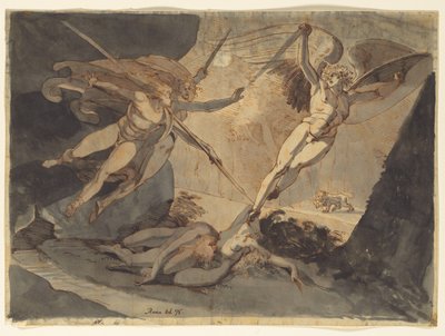 A Sátán Ithuriels lándzsa érintéséből indul ki, 1776. alkotó: Johann Heinrich Füssli