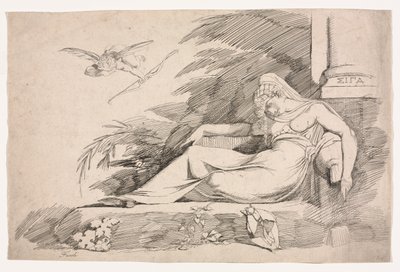 Alvó nő Ámorral, 1780-1790. alkotó: Johann Heinrich Füssli