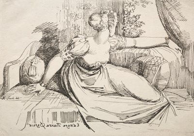 A poliautográfia mintái: Nő a kanapén. alkotó: Johann Heinrich Füssli