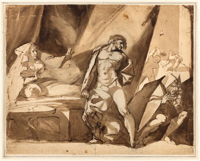 A felfedezés (recto), két vázlat álló férfialakokról (verso) alkotó: Henry Fuseli