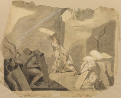 A titánok megrohamozzák az Olimposzt alkotó: Johann Heinrich Füssli