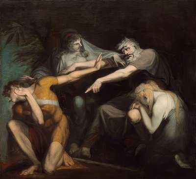 Oidipusz megátkozza fiát, Polyneikest. 1786 alkotó: Johann Heinrich Füssli