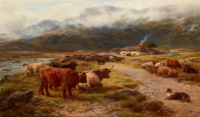 Highland Drove Resting, Argyllshire (olaj, vászon) alkotó: Henry Garland