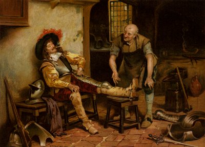 Egy Splendid Fit, egy férfi, akit páncéllal látnak el (chromolitho) alkotó: Henry Gillard (after) Glindoni