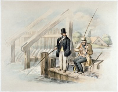 Pisztránghorgászat, Beddington Park, hat képből álló „Angling” (kézzel színezett litó) sorozatból alkotó: Henry Heath