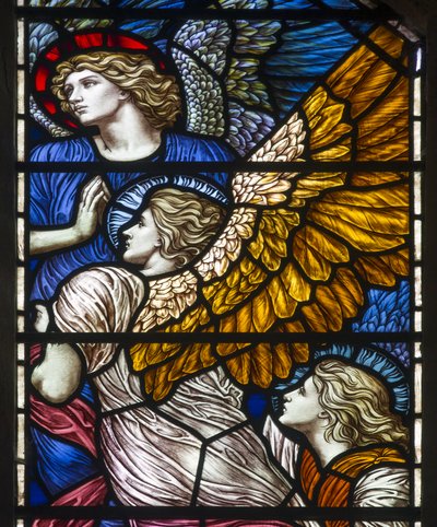 Buckland, St Mary, James Powell & Sons, Henry Holiday, The Barcote Chapel, Praising Angels, 1889 alkotó: Henry Holiday