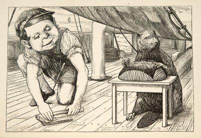 A hód folyamatosan az ellenkező irányba nézett”, a The Hunting of the Snark, An Agony in Eight Fits, Lewis Carroll, pub. 1876 alkotó: Henry Holiday