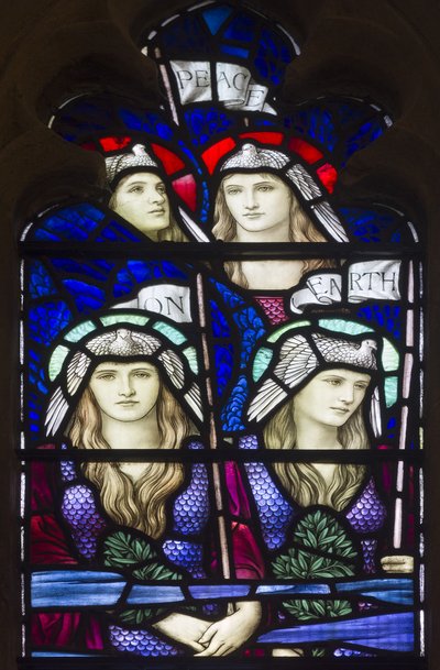 Yeovil, Keresztelő Szent János, Lowndes és Drury, Henry Holiday, Béke a földön, Angyalok, 1917-1818 alkotó: Henry Holiday