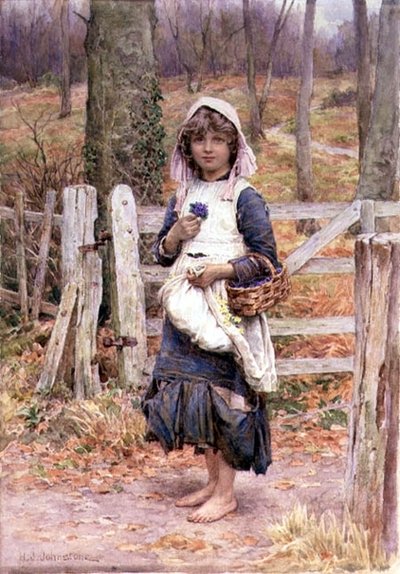 Lány kezében egy virág alkotó: Henry James Johnstone