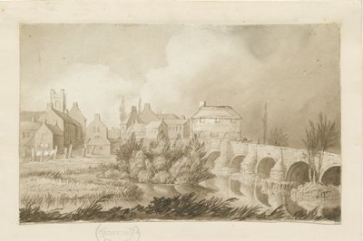 Burton-upon-Trent híd és város: szépia rajz, nd [c 1840] alkotó: Henry James Noyes