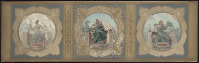 Vázlat a párizsi városháza Lobau Galériája számára: Béke. Irodalom. Tudomány, 1890 (olaj, vászon) alkotó: Henry Jean Louis Boureau