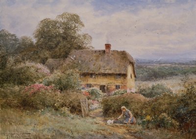 Egy festői kunyhó, Warwickshire (ceruza és akvarell) alkotó: Henry John Sylvester Stannard