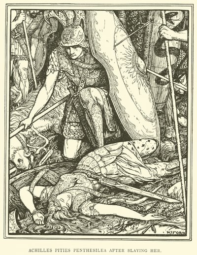 Achilles megsajnálja Penthesileát, miután megölte alkotó: Henry Justice Ford