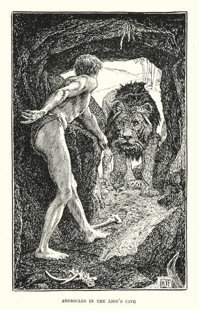 Androklész az oroszlán barlangjában (metszet) alkotó: Henry Justice Ford