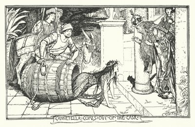 Cannetella jön ki a hordóból (metszet) alkotó: Henry Justice Ford