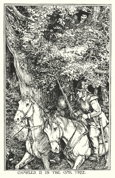 II. Károly a tölgyfában (litho) alkotó: Henry Justice Ford