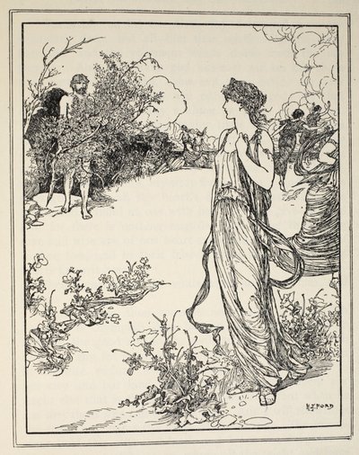 Hogyan találkozott Ulysses Nausicaával, Andrew Lang „A görög tenger meséi” című könyvéből, 1926 (tinta papíron) alkotó: Henry Justice Ford