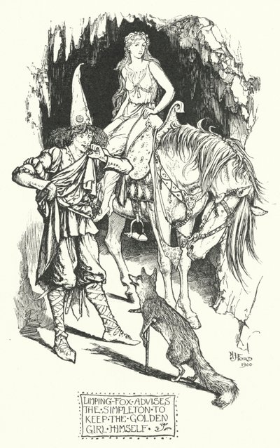 Limping-Fox azt tanácsolja az egyszerűnek, hogy tartsa meg magát az aranylányt (metszet) alkotó: Henry Justice Ford