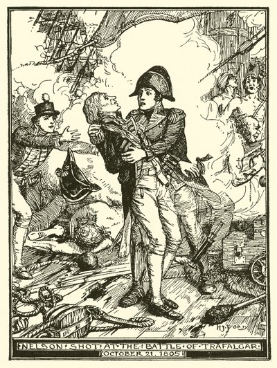 Nelsont lelőtték a trafalgari csatában, 1805. október 21-én alkotó: Henry Justice Ford